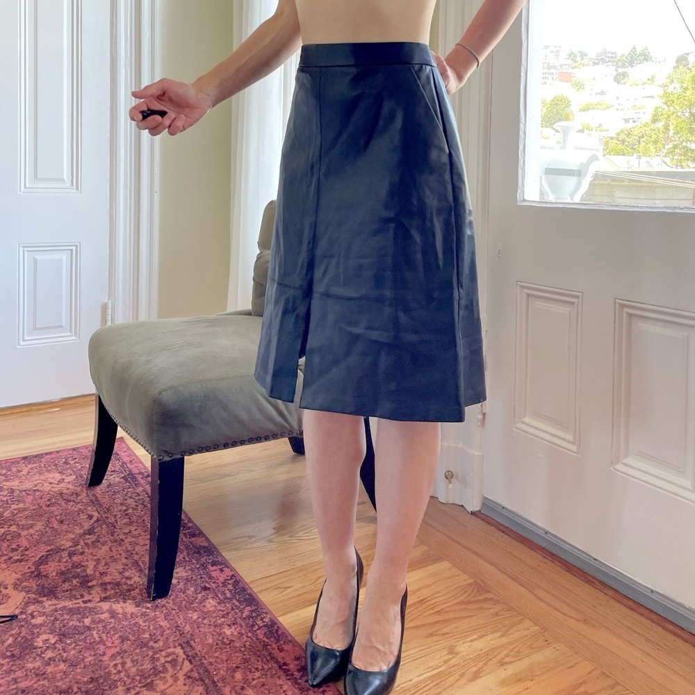 Midi classy office leather skirt